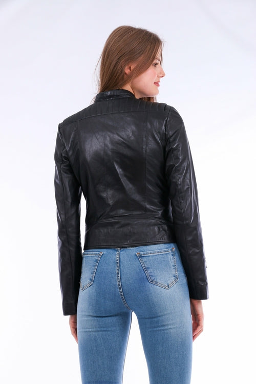 Rovigo Leather Biker Jacket - Black